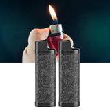 2PCS Lighter Case Cover Vintage Style Floral Stamped Zinc Alloy Shell for Lighter Protection Black