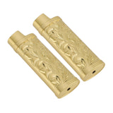 2Pcs Lighter Case Zinc Alloy Lighter Storage Container Floral Pattern for Outdoor Camping Hiking Gold