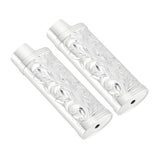 2Pcs Lighter Case Zinc Alloy Lighter Storage Container Floral Pattern for Outdoor Camping Hiking Silver