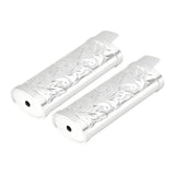 2Pcs Lighter Case Zinc Alloy Lighter Storage Container Floral Pattern for Outdoor Camping Hiking Silver
