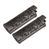 2Pcs Lighter Case Zinc Alloy Lighter Storage Container Floral Pattern for Outdoor Camping Hiking Black In Australia - Darrahopens