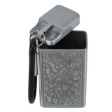 Portable Ashtray Pocket Covered with Lid Aluminum Alloy with Mini Embossed Pattern for Bar Indoor Outdoor Home Office Silver