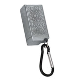 Portable Ashtray Pocket Covered with Lid Aluminum Alloy with Mini Embossed Pattern for Bar Indoor Outdoor Home Office Silver