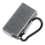 Portable Ashtray Pocket Covered with Lid Aluminum Alloy with Mini Embossed Pattern for Bar Indoor Outdoor Home Office Silver
