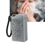 Portable Ashtray Pocket Covered with Lid Aluminum Alloy with Mini Embossed Pattern for Bar Indoor Outdoor Home Office Silver