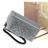 Portable Ashtray Pocket Covered with Lid Aluminum Alloy with Mini Embossed Pattern for Bar Indoor Outdoor Home Office Silver