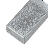 Portable Ashtray Pocket Covered with Lid Aluminum Alloy with Mini Embossed Pattern for Bar Indoor Outdoor Home Office Silver