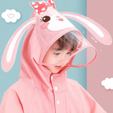 Kids Raincoat Waterproof Cute Pattern Lightweight Portable Children Hooded Rainwear for Girl Boy Pink L