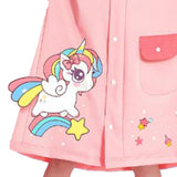 Kids Raincoat Waterproof Cute Pattern Lightweight Portable Children Hooded Rainwear for Girl Boy Pink XL