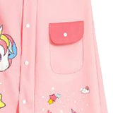 Kids Raincoat Waterproof Cute Pattern Lightweight Portable Children Hooded Rainwear for Girl Boy Pink XL