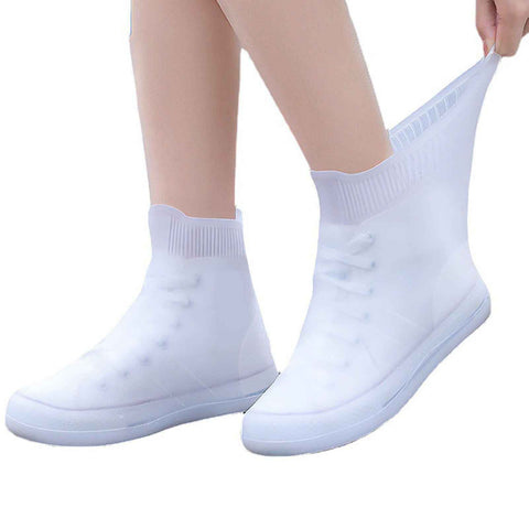 Rain Shoe Covers Waterproof Dustproof Reusable Overshoes Thickened Silicone Shoe Covers for Women Men White Mid Calf L (37 to 39 Sizes) In Australia - Darrahopens