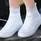 Rain Shoe Covers Waterproof Dustproof Reusable Overshoes Thickened Silicone Shoe Covers for Women Men White Mid Calf L (37 to 39 Sizes)