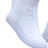 Rain Shoe Covers Waterproof Dustproof Reusable Overshoes Thickened Silicone Shoe Covers for Women Men White Mid Calf L (37 to 39 Sizes)