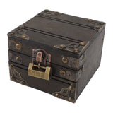 Large Jewelry Box Large Capacity Antique Durable Wood Dark Grey Vintage Jewelry Box with Metal Lock for Jewelry Trinkets In Australia - Darrahopens