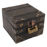 Large Jewelry Box Large Capacity Antique Durable Wood Dark Grey Vintage Jewelry Box with Metal Lock for Jewelry Trinkets In Australia - Darrahopens