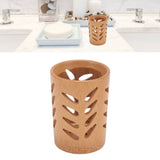 Storage Bucket Multi Purpose Cup Shape Bamboo Toothbrush Holder with Drainage Holes for Makeup Brushes