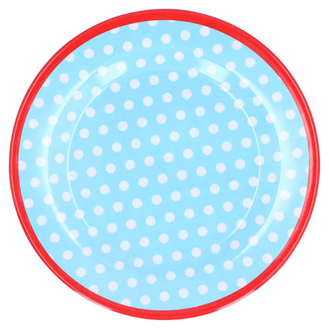 9in Imitation Porcelain Dinner Plate Decorative Reusable Snack Plate Lightweight Tableware for Cakes FruitLight Blue Dot In Australia - Darrahopens