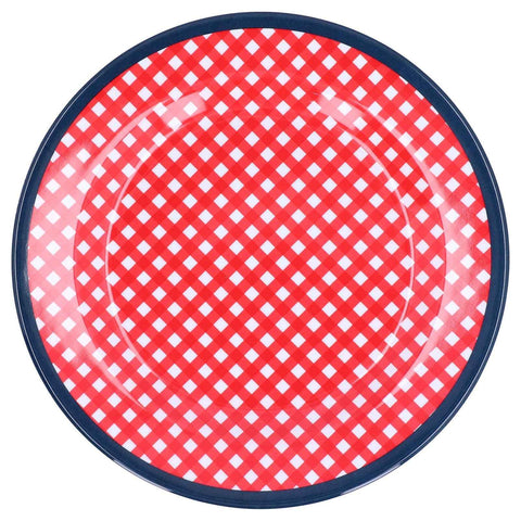 9in Imitation Porcelain Dinner Plate Decorative Reusable Snack Plate Lightweight Tableware for Cakes FruitRed Grid In Australia - Darrahopens