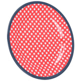 9in Imitation Porcelain Dinner Plate Decorative Reusable Snack Plate Lightweight Tableware for Cakes FruitRed Grid