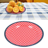 9in Imitation Porcelain Dinner Plate Decorative Reusable Snack Plate Lightweight Tableware for Cakes FruitRed Grid