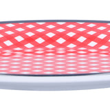 9in Imitation Porcelain Dinner Plate Decorative Reusable Snack Plate Lightweight Tableware for Cakes FruitRed Grid