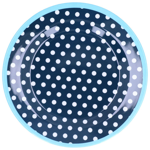 9in Imitation Porcelain Dinner Plate Decorative Reusable Snack Plate Lightweight Tableware for Cakes FruitDark Blue Dot In Australia - Darrahopens