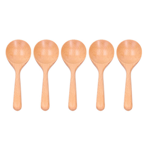 5pcs Wood Spoons Long Handle Wooden Ladle for Mixing Stirring Cooking Utensil ToolLog Color