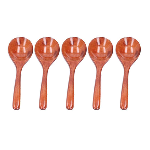 5pcs Wood Spoons Long Handle Wooden Ladle for Mixing Stirring Cooking Utensil ToolDark Color In Australia - Darrahopens