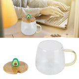 400ml Cute High Borosilicate Glass Cup HeatResistant Mug with Stainless Steel Spoon Bamboo Lid(Avocado )