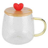 400ml Cute High Borosilicate Glass Cup HeatResistant Mug with Stainless Steel Spoon Bamboo Lid(Love ) In Australia - Darrahopens