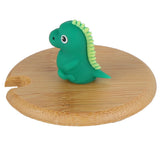 400ml Cute High Borosilicate Glass Cup HeatResistant Mug with Stainless Steel Spoon Bamboo Lid(Dinosaur )