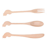 3pcs Wooden Tableware Set Spoon Fork Reusable Hand Made Utensils Portable Soup Spoon for Kitchen Picnic Hotel