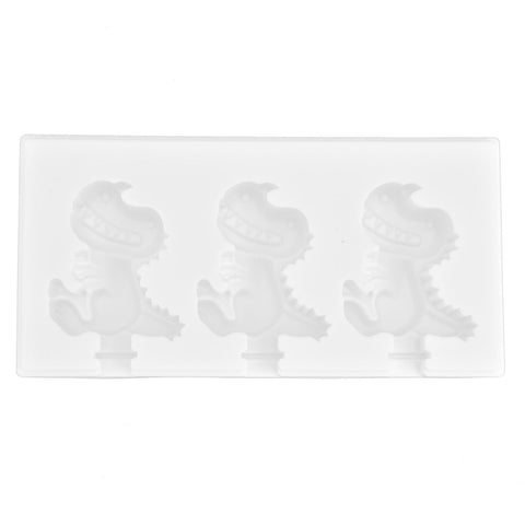 Multi Grid Silicone Ice Bar Mold Heat Resistant Ice Cream Making Mold Kitchen DIY Tool(3Grid Dinosaur Shape )