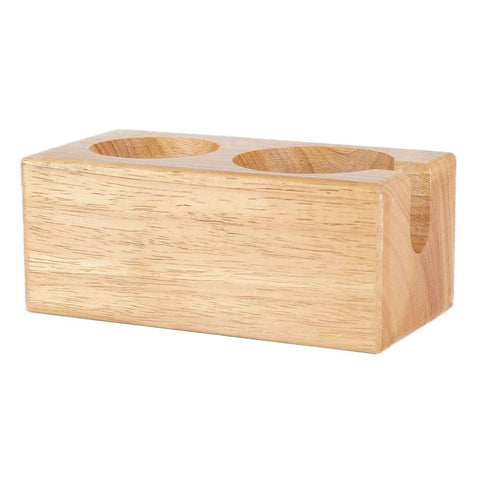 2‑Hole Wooden Tamper Base Natural Wood Color External Durable Tamping Station Handle Stand for Coffee Shop Home In Australia - Darrahopens