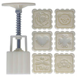 Rectangular Cake Mold DIY HandPressed ABS Mold with 6 Stamps for Cake Mooncake Dessert 50g In Australia - Darrahopens