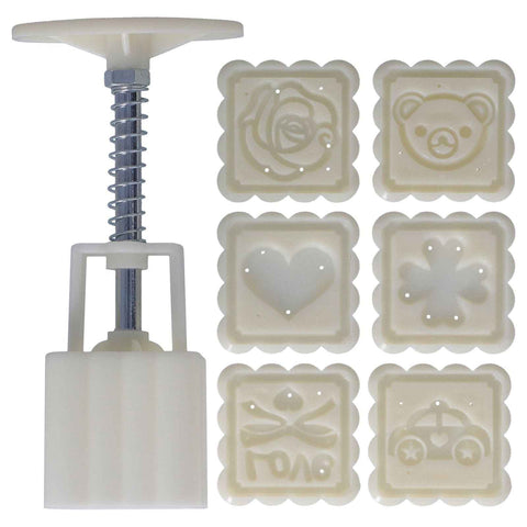 Rectangular Cake Mold DIY HandPressed ABS Mold with 6 Stamps for Cake Mooncake Dessert 50g In Australia - Darrahopens
