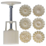 50g Round DIY Decorative Mold HandPressed Cake Mold with 6 Stamps Baking Tool for Bakery Home(3Dimensional Rose ) In Australia - Darrahopens