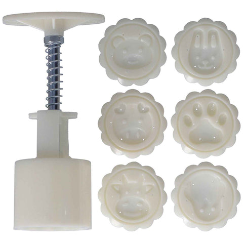 50g HandPress Mooncake Mold Cake Dessert Biscuits Making Mold DIY Baking Tool with 6 Round Stamps In Australia - Darrahopens