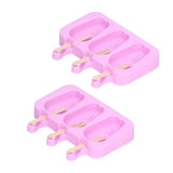2Pcs 3 Grid Silicone Ice Cream Mold with Lid Rabbit Shaped Mold for Summer Home Kitchen