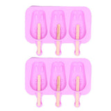 2Pcs 3 Grid Silicone Ice Cream Mold with Lid Rabbit Shaped Mold for Summer Home Kitchen