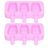 2Pcs 3 Grid Silicone Ice Cream Mold with Lid Rabbit Shaped Mold for Summer Home Kitchen
