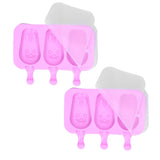 2Pcs 3 Grid Silicone Ice Cream Mold with Lid Rabbit Shaped Mold for Summer Home Kitchen