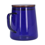 500ml Heat Resistant Coffee Server with Wooden Lid Household Tea Kettle for Home OfficeBlue