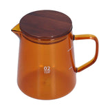 500ml Heat Resistant Coffee Server with Wooden Lid Household Tea Kettle for Home OfficeBrown