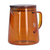500ml Heat Resistant Coffee Server with Wooden Lid Household Tea Kettle for Home OfficeBrown