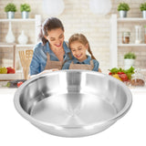 Deep Plate Stainless Steel Heavy Duty Salad Soup Serving Dish Tableware for Home Kitchen26cm