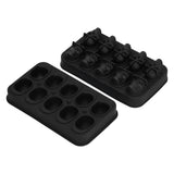 10 Grids Ice Cube Mold Silicone Black Professional Skull Ice Cube Mold for Halloween Home Bar