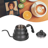 PTFE Stainless Steel Tea Pot Coffee Kettle Gooseneck Spout Pour Over Coffee Maker Drip Kettle Black1.2L