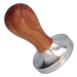 58mm Flat Base Coffee Tamper Manual Stainless Steel Coffee Powder Pressing Hammer with Wood Handle