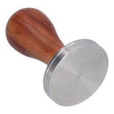 58mm Flat Base Coffee Tamper Manual Stainless Steel Coffee Powder Pressing Hammer with Wood Handle